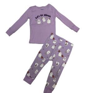 Old Navy Toddler Girls Pajama Set 18-24 Months Purple Ghosts Halloween 2PC